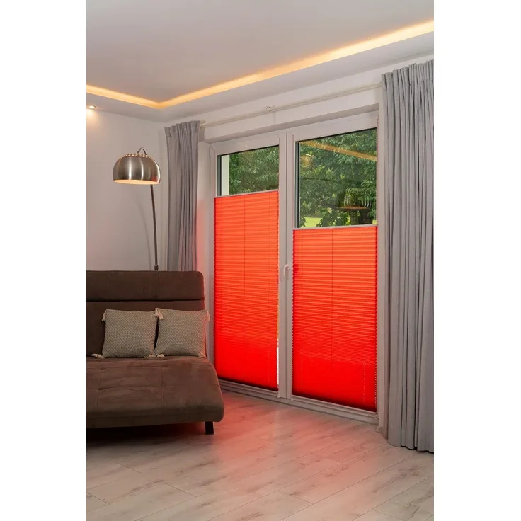 K-home Klemmfix-Plissee, Rot, 35x130 cm