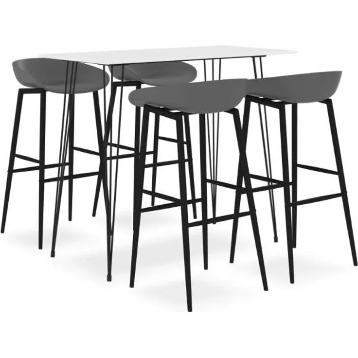 vidaXL 5-tlg. Bar-Set Weiß und Grau [3057411]