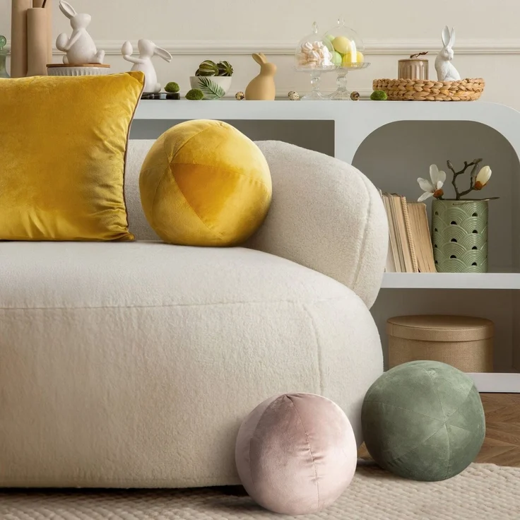 Eurofirany Dekokissen Kugelkissen Kugelformiges Kissen Ball Samt Velvet, besonders weich, dekorativ und designvoll 24 cm – Bild 3