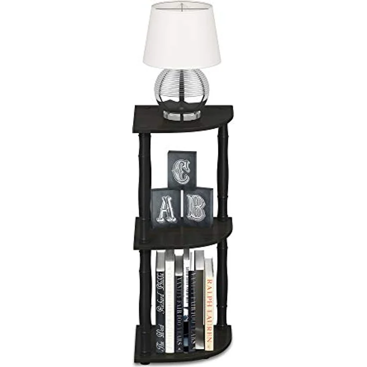 Furinno kompaktes Eck-Mehrzweck-Regal mit 3 Ebenen, holz, Espresso/Schwarz, 29.46 x 29.46 x 75.18 cm – Bild 4