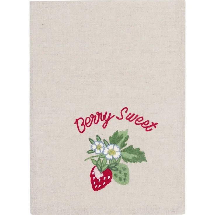 Greengate Geschirrtuch Berry Geschirrtuch mit Stickerei sand 70x50 cm – Bild 1