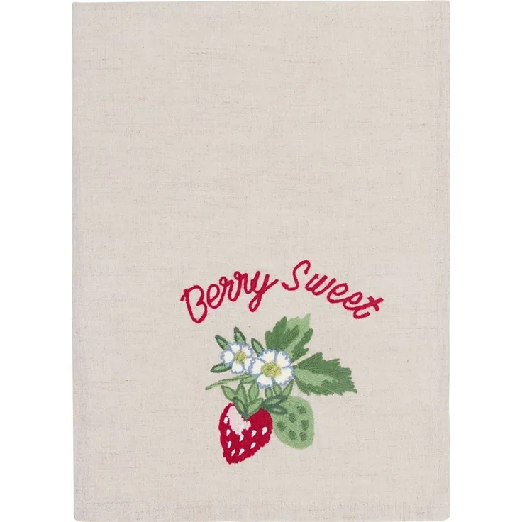 Greengate Geschirrtuch Berry Geschirrtuch mit Stickerei sand 70x50 cm
