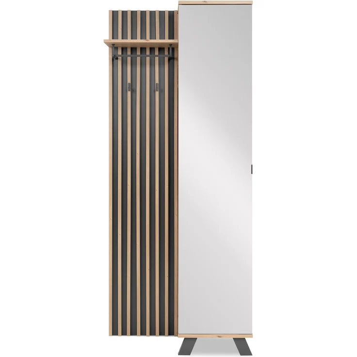 Kompaktgarderobe >Medan< in Dekor Artisan Oak / anthrazit - 80x190x37cm (BxHxT) – Bild 7