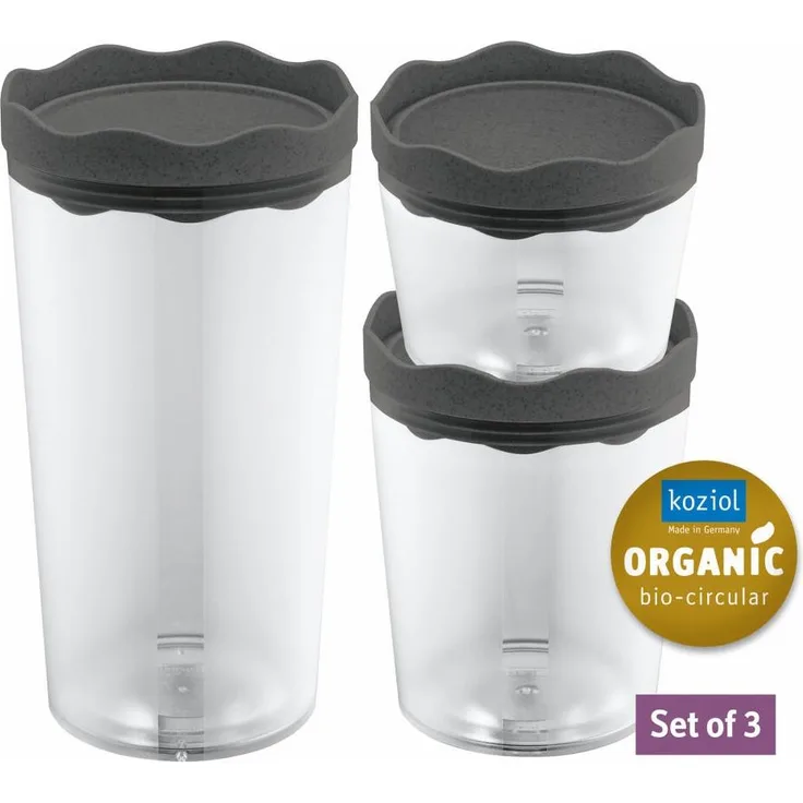 Koziol Vorratsdosenset Prince Oslo 3-tlg, 3 Größen, Kunststoff, Nature Ash Grey, 7877701