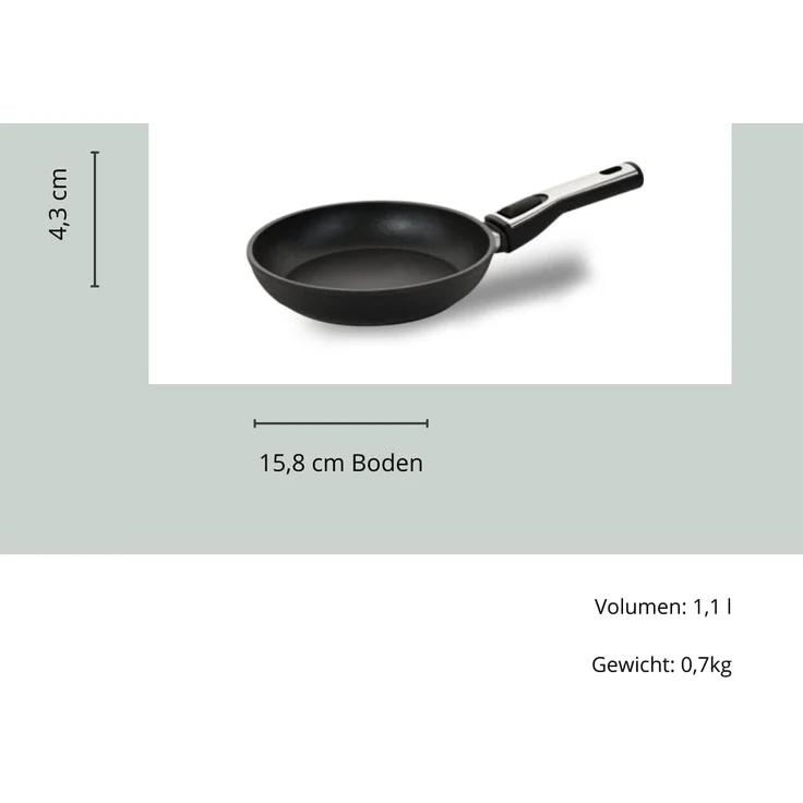 Genius Bratpfanne Cerafit Plasma Pfanne 20 cm, Aluminium, Edelstahl, Bakelit, Antihaft-Beschichtung mit abnehmbarem Griff – Bild 6