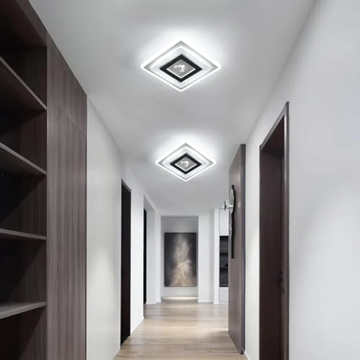 Goeco LED Deckenleuchte Moderne, 22W Deckenlampe Schwarz 6500K Kaltweißes Licht, Quadrat LED Deckenbeleuchtung aus Aluminium für Schlafzimmer, Wohnzimmer, Küche, Flur – Bild 6