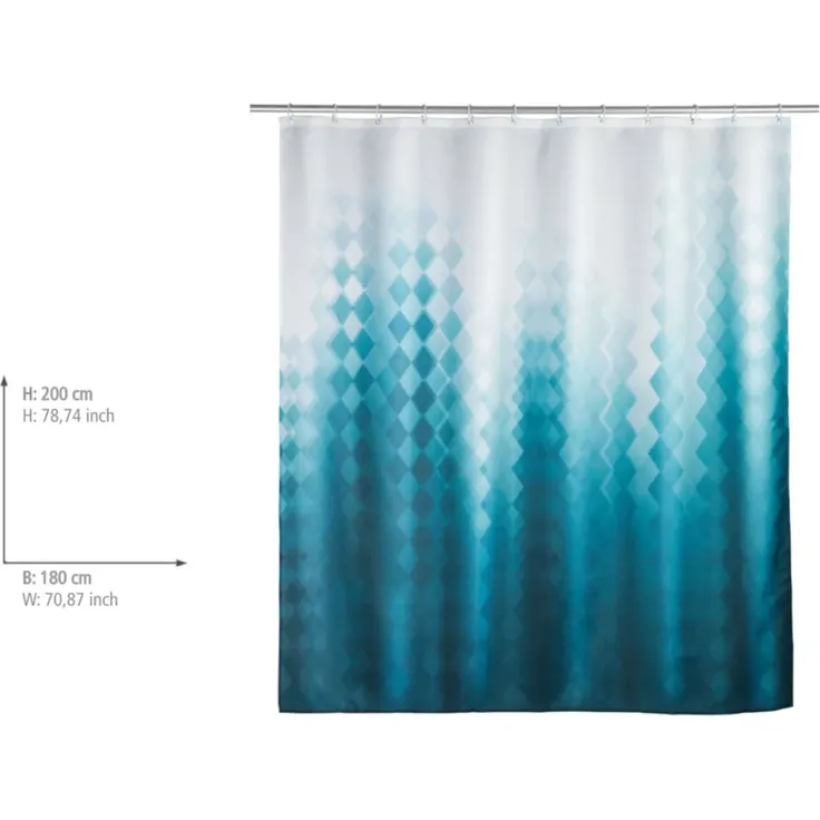WENKO TULLIN Duschvorhang 180 x 200 cm, Weiß/Blau – Bild 2