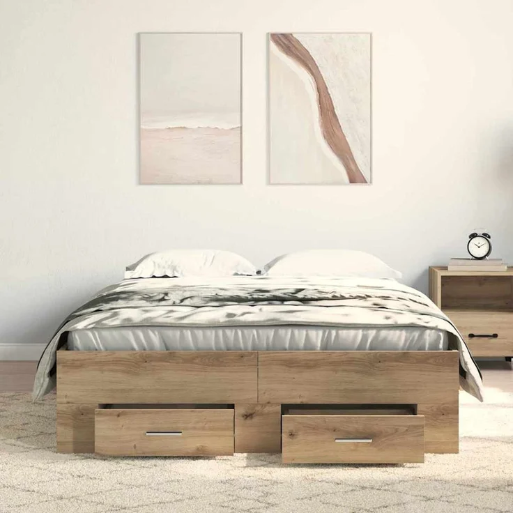 vidaXL Bettrahmen Artisan-Eiche 120 x 200 cm Holzwerkstoff 3333970 – Bild 3