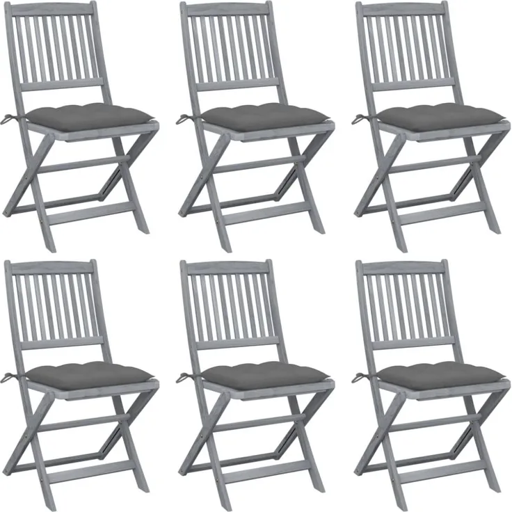 vidaXL Klappbare Gartenstühle 6 Stk. mit Kissen Massivholz Akazie 3065450