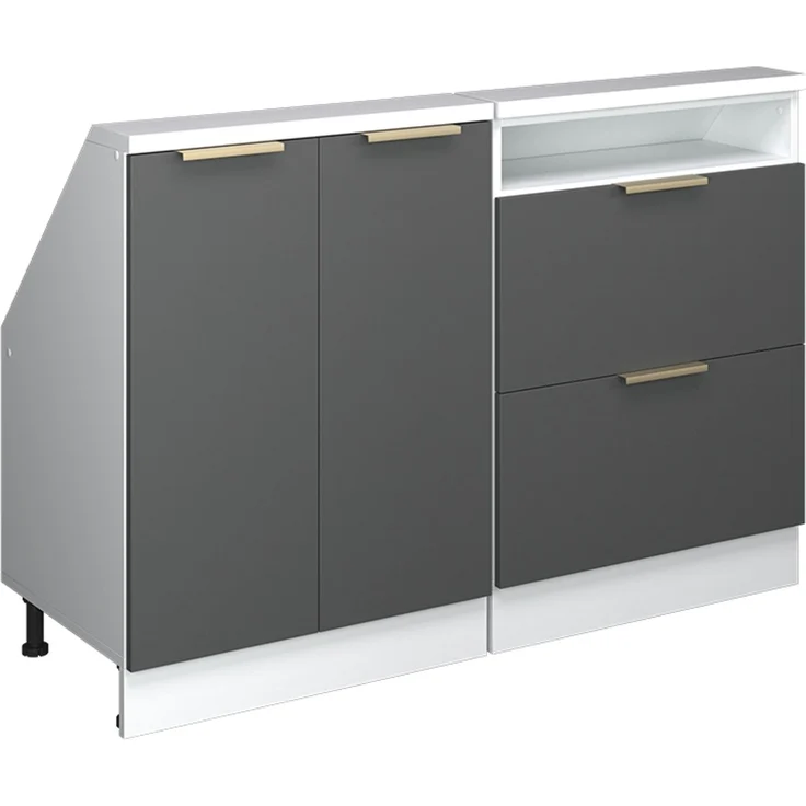 Küchenschrank für Dachschrägen R-Line Anthrazit-Gold/Weiß 120 cm 2er Set Vicco – Bild 1