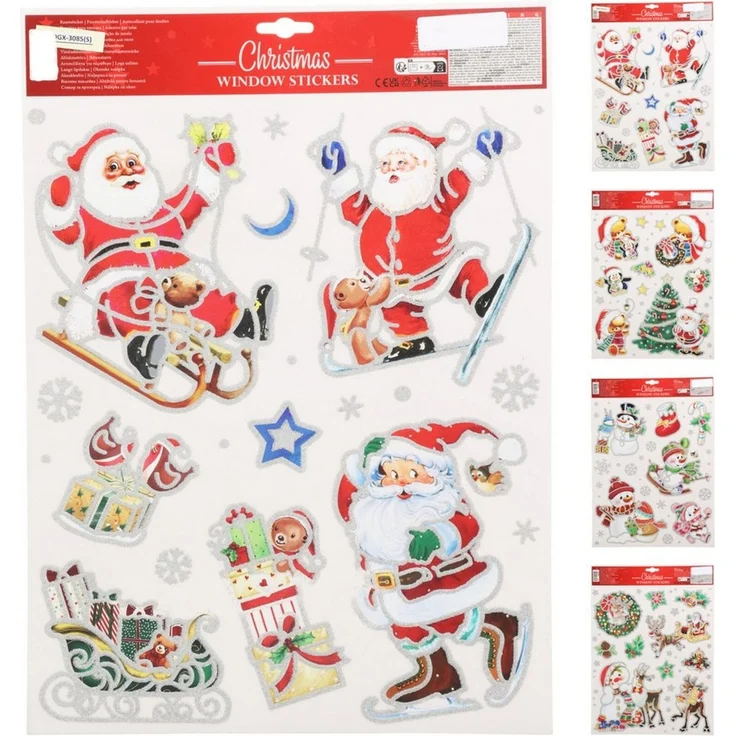 Annastore Fensterdekoration 4 x Bögen Selbstklebende Fensterbilder für Weihnachten Fenstersticker, Fensteraufkleber, 42x30 cm (pro Bogen) – Bild 2