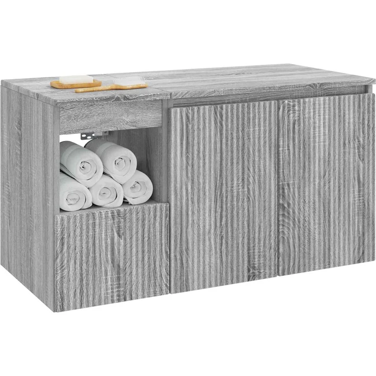 vidaXL Badezimmerschrank-Set 2 stk. Grau Sonoma 92,5 x 44,5 x 50 cm 3404120 – Bild 3
