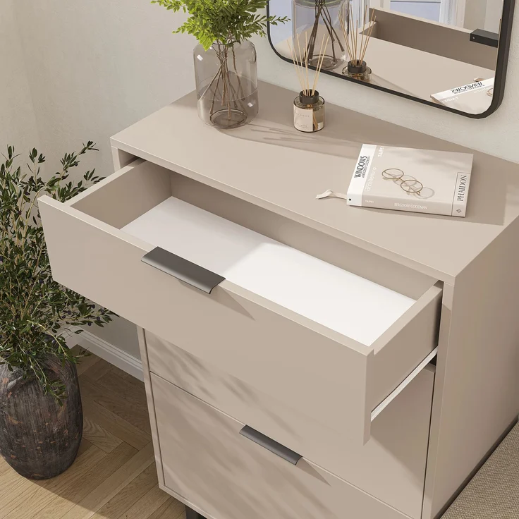 Roomart NORD Schuhschrank mit 2 Schuhklappen & Schublade – Schuhkipper für Flur, Diele & Eingangsbereich – H 112 x B 73.6 x T 35 cm • Beige – Bild 3