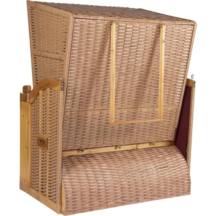 Strandkorb Hanse Strandkorb Strandkorb Ostsee Burgund AFC rot grün beige, BxTxH: 120x80x160 cm, Volllieger, Ostsee-Modell, Stabiles Wacholder mit handgefertigtem Polyrattangeflecht – Bild 5