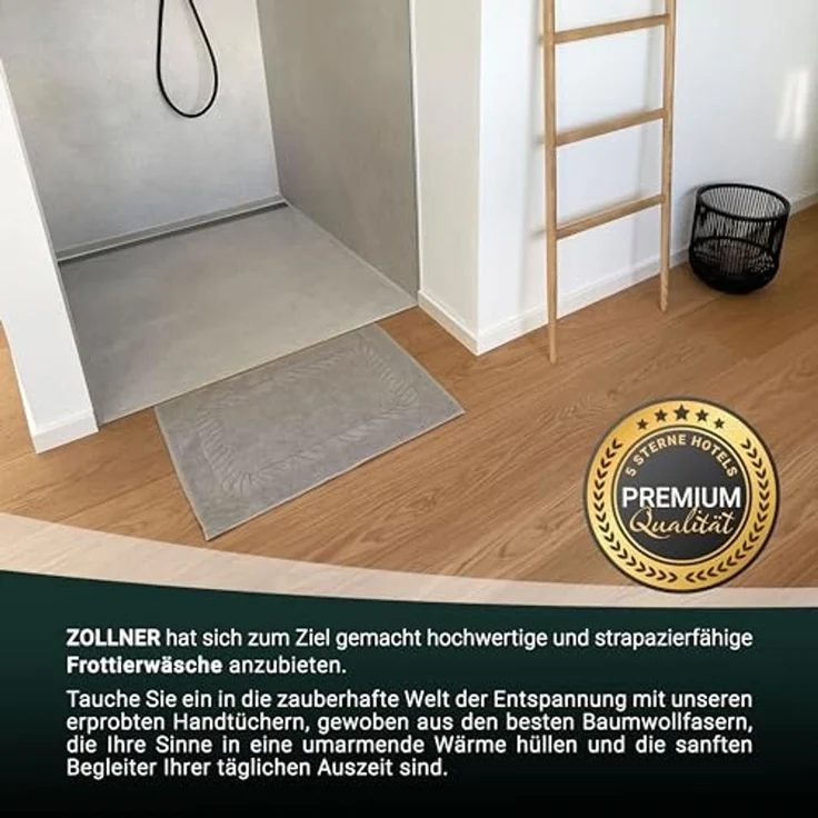 ZOLLNER Badematte, langlebig, saugfähig, kochfest, fußbodenheizunggeignet, 100% Baumwolle, rechteckig, Badematte, 100% Baumwolle, vom Hotelwäschespezialisten – Bild 5