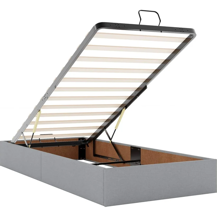 vidaXL Ottoman-Bett mit Matratze und LED Hellgrau 90 x 200 cm Stoff 3458124 – Bild 6