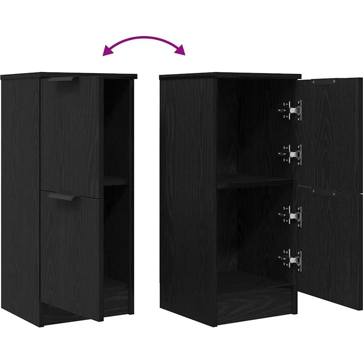 vidaXL Sideboard 2 pcs Schwarz Eichen-Optik 30 x 30 x 70 cm 862099 – Bild 9