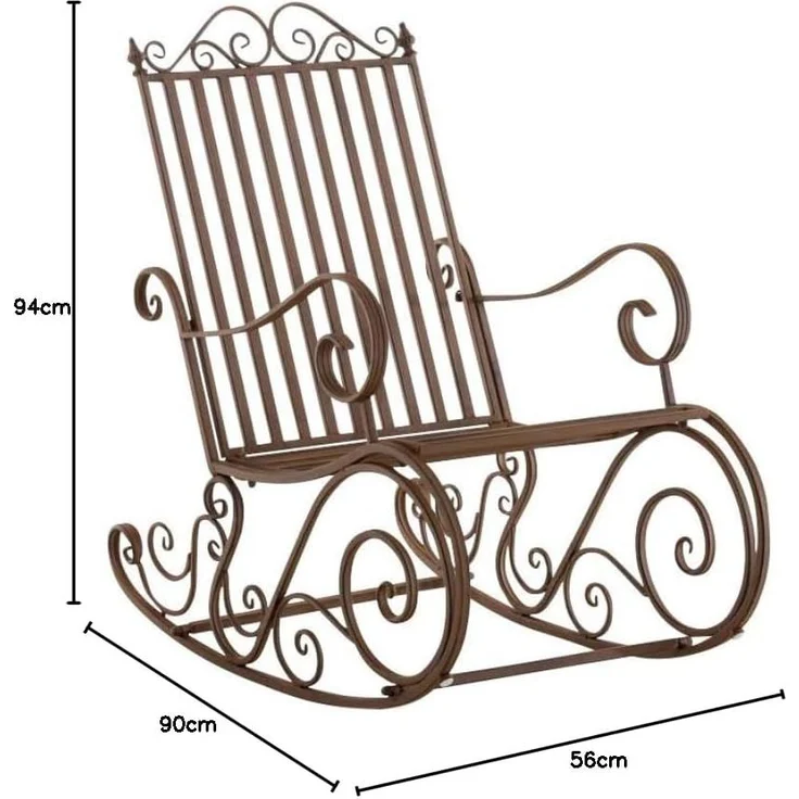 CLP Schaukelstuhl Relaxstuhl Smilla, wetterfest für Garten, Metallgestell,braun – Bild 10