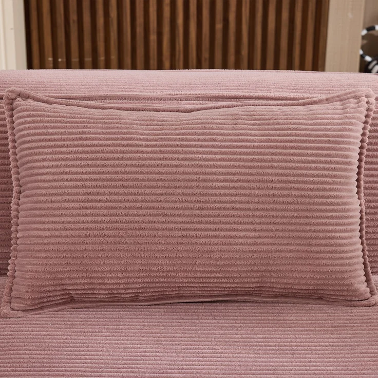 LVHOM Ecksofa 2 Sitzer, Modulares Sofa 235 cm breit, L-Form Sofa mit 2 Kissen, Schlafsofa aus Cordstoff, kein Aufbau erforderlich, Rosa – Bild 8