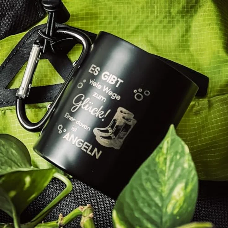 Spruchreif® Tasse Doppelwandige Edelstahltasse mit Karabinerhaken, Anglergeschenk – Bild 6
