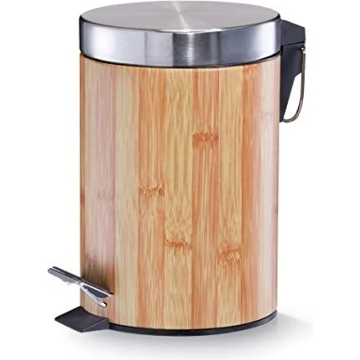 Zeller 18561 Treteimer, 3 Liter, Bamboodekor, Metall ø17x26 cm