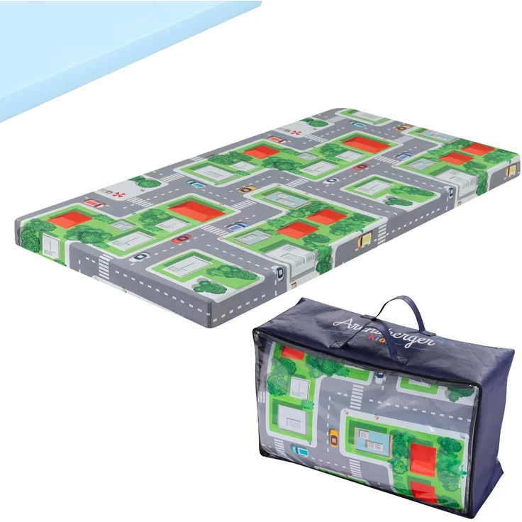 Arensberger Kinderreisebett Matratze 60x120 cm – faltbare Baby- & Kindermatratze mit Stadtmotiv, Nanocell Gelschaum, abnehmbarer Bezug & Tragetasche – Bild 1
