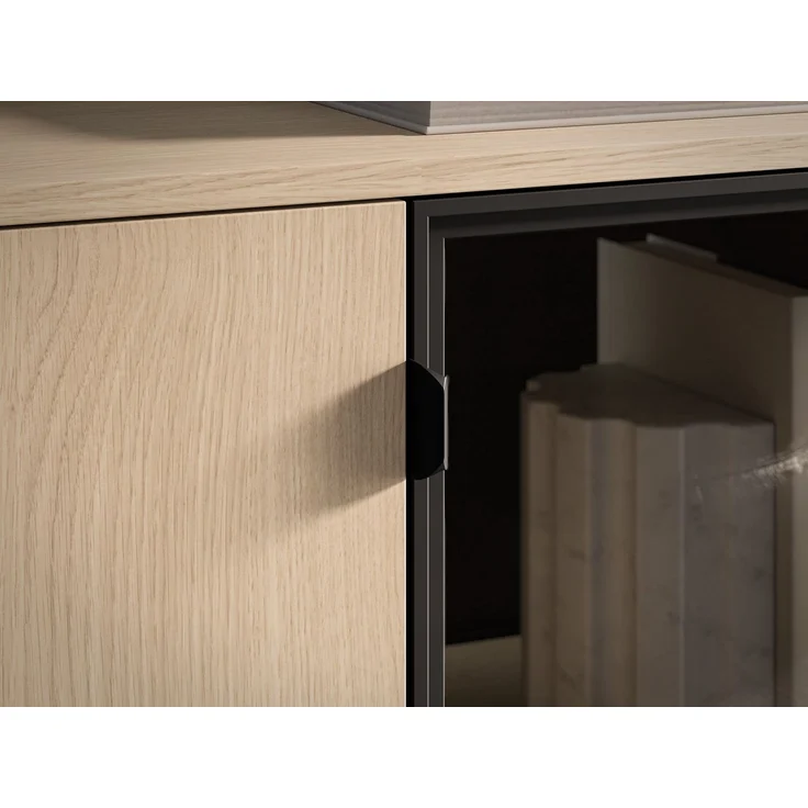 Selsey 'Barnee' - TV-Lowboard mit beleuchteter Glasvitrine, Eichenholzoptik, 160 cm – Bild 10