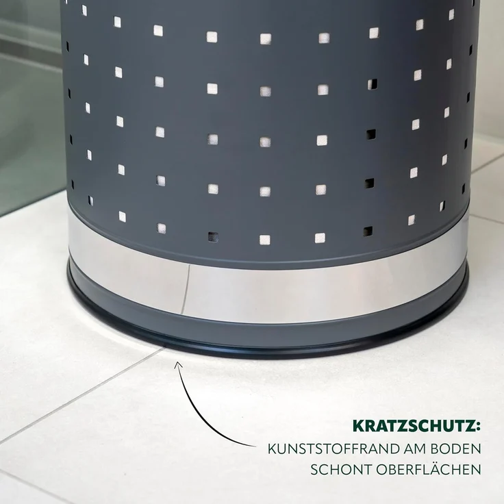 eluno Wäschetonne mit Deckel und Wäschesack rund 50L, aus Metall – Bild 6