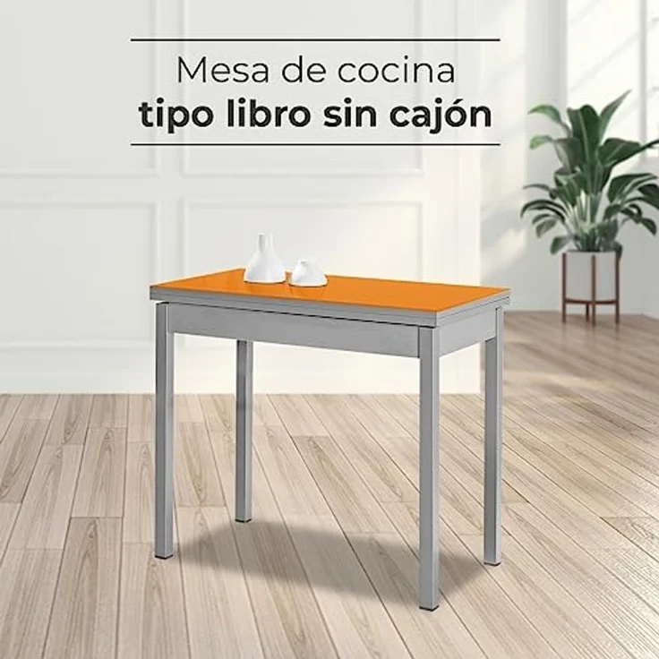 ASTIMESA Buchart: Küchentisch, Metall, Orange, 80 x 40 cm – Bild 3