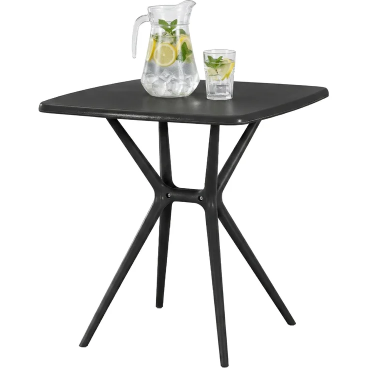 CLP Gartentisch Becky eckig 72 x 72 cm wetterfest winterfest UV-beständig,schwarz – Bild 1