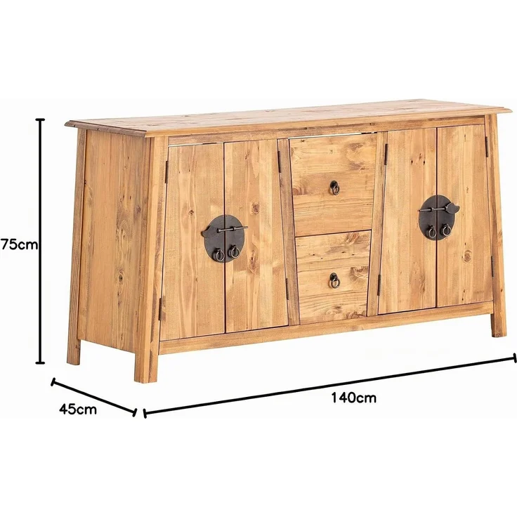 Waschtisch Rangun 140x74x45 cm recycelte Pinie Massivholz braun Woodkings Serie Rangun Waschbeckenunterschrank Waschtischschrank A-Linie – Bild 3