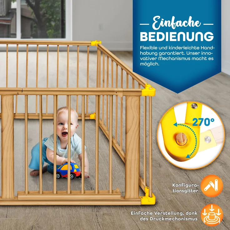 KIDUKU® Laufgitter 7,2M inklusive Tür Baby Laufstall Absperrgitter – Bild 4