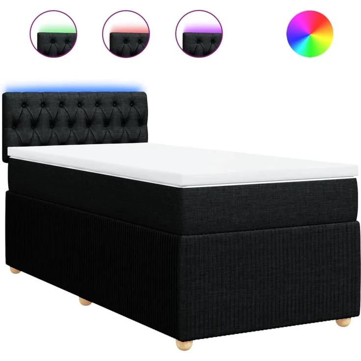 vidaXL Boxspringbett mit Matratze Schwarz 90x190 cm Stoff 3289620 – Bild 2