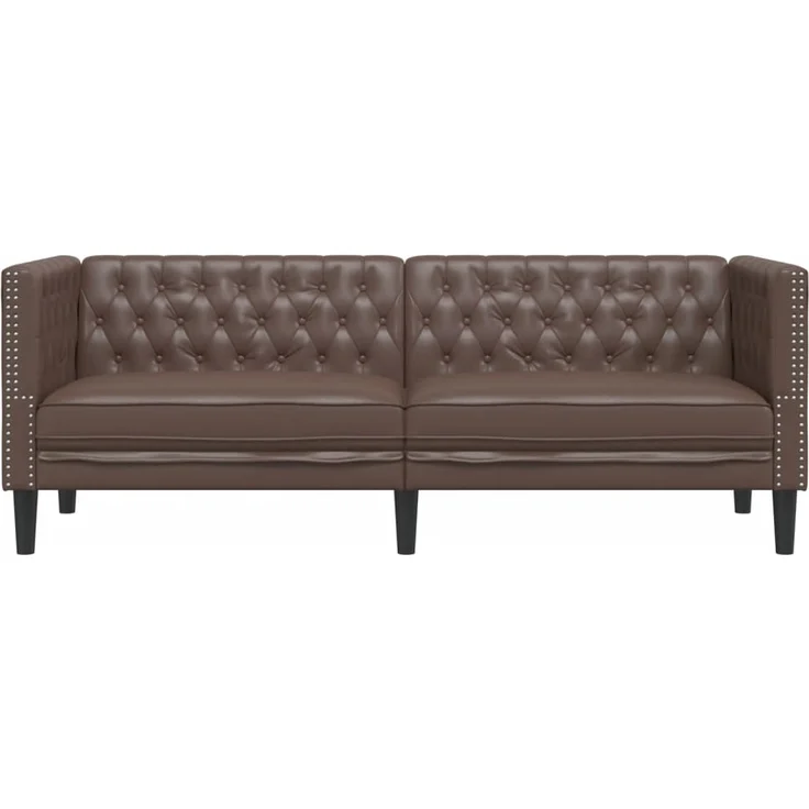 vidaXL Chesterfield-Sofa 3-Sitzer Braun Kunstleder 372668 – Bild 3