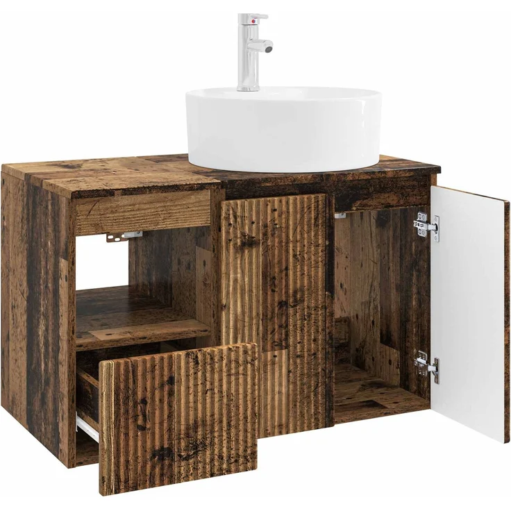 vidaXL Badezimmerschrank-Set 2 stk. Altholz 79,5 x 44,5 x 82 cm 3404082 – Bild 4