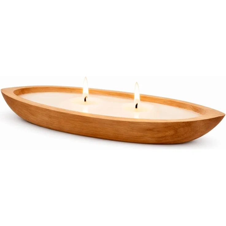 Individuelle CERO-Boat Kerzenschale aus Teakholz 40 cm | Natur Kerze Unikat – Bild 2