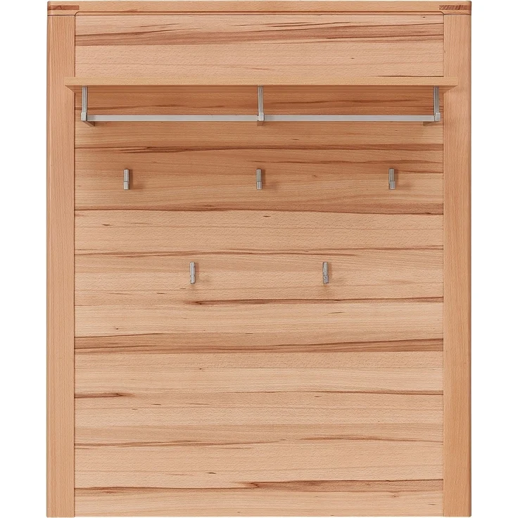 Garderobenpaneel >Nature One< 5 Haken, Ablage-Boden, FSC Kernbuche teilmassiv - 90x110x29cm (B/H/T) – Bild 2