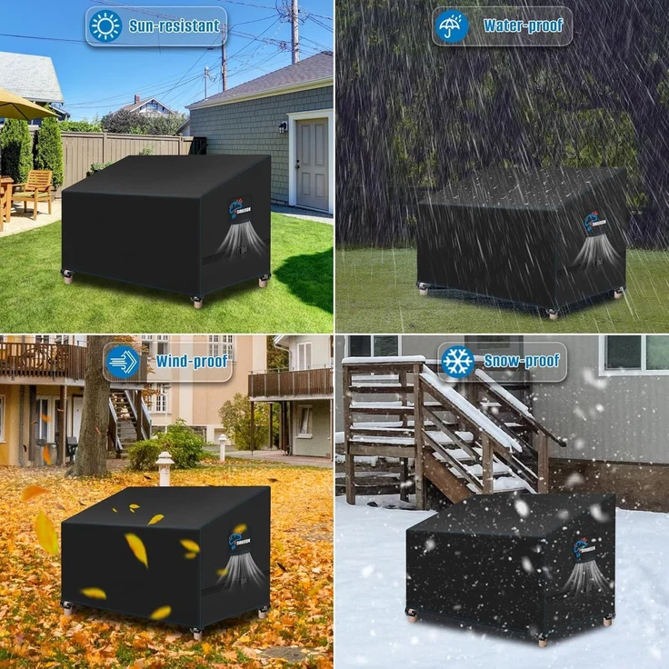 SIRUITON 4-Sitzer Gartenbank Abdeckung mit Belüftungsöffnungen, wasserdicht, winddicht, UV-Beständiges, reißfestes Schwerlast 420D Oxford Gewebe Schutzhülle für Gartenbank, Gartensofa(185 x 69 x 65/96 cm) – Bild 6