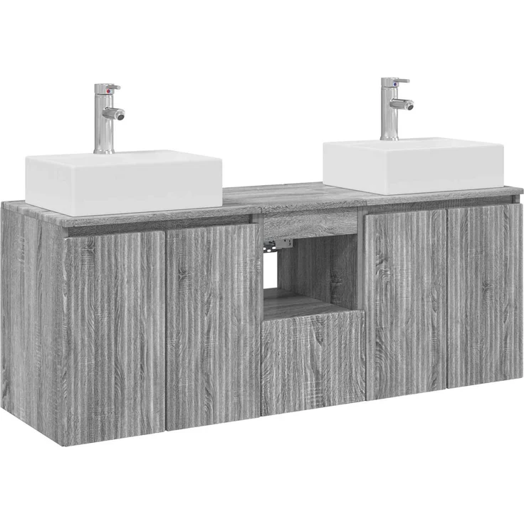 vidaXL Badezimmerschrank-Set 3 stk. Grau Sonoma 129 x 41 x 79,5 cm 3405653 – Bild 2