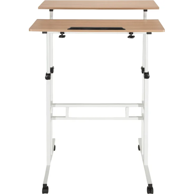 hjh OFFICE Schreibtisch WORKSTATION I Melaminharzbeschichtete Spanplatte, Gestell pulverbeschichteter Stahl Weiß / Eiche