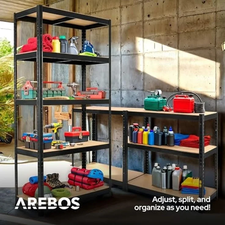 Arebos Schwerlastregal Kellerregal Steckregal Lagerregal 180 x 90 x 40 cm, Set 2-tlg. – Bild 5