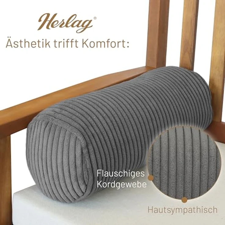 Herlag Nackenrolle Kissenrolle ELLA, 65x20cm oder 40x15cm, 4 Farben, Wohnzimmer, Schlafzimmer – Bild 4