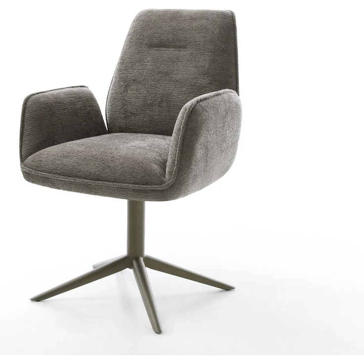 Drehstuhl Zoa-Flex Bouclé Soft Schlamm Fußkreuz Effektfinish Titan 360° drehbar Wippfunktion Taschenfederkern – Bild 1