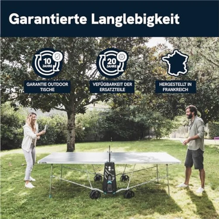 Cornilleau Outdoor Tischtennisplatte 100X, wetterfeste Klapptischplatte mit Push'n'Lock Mechanismus, schwarz – Bild 4