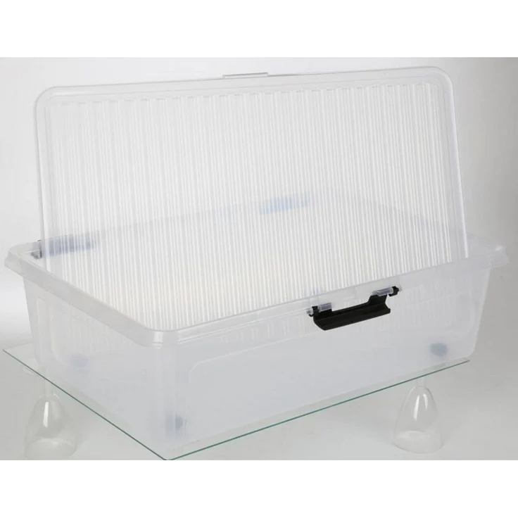 Scharnierboxen 24L 60x40x17cm Transparent Deckel Aufbewahrung Spielzeugkiste – Bild 2