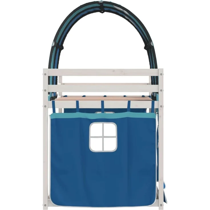 vidaXL Etagenbett mit Vorhängen Blau 80x200 cm Massivholz Kiefer 3283992 – Bild 2