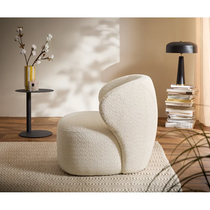 Loungesessel Pulo 80x80 cm Bouclé Weiß – Bild 2