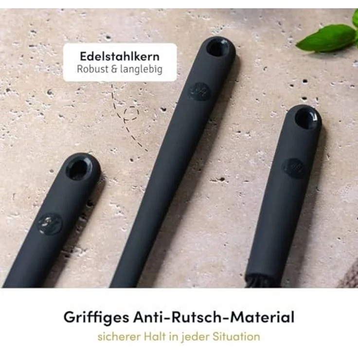 Hoffmann Germany Nudellöffel Pastalöffel Silikon Edelstahl 29,5 cm anthrazit, Portionshilfe 110g, Topfhaken, kratzerfrei, spülmaschinengeeignet – Bild 6