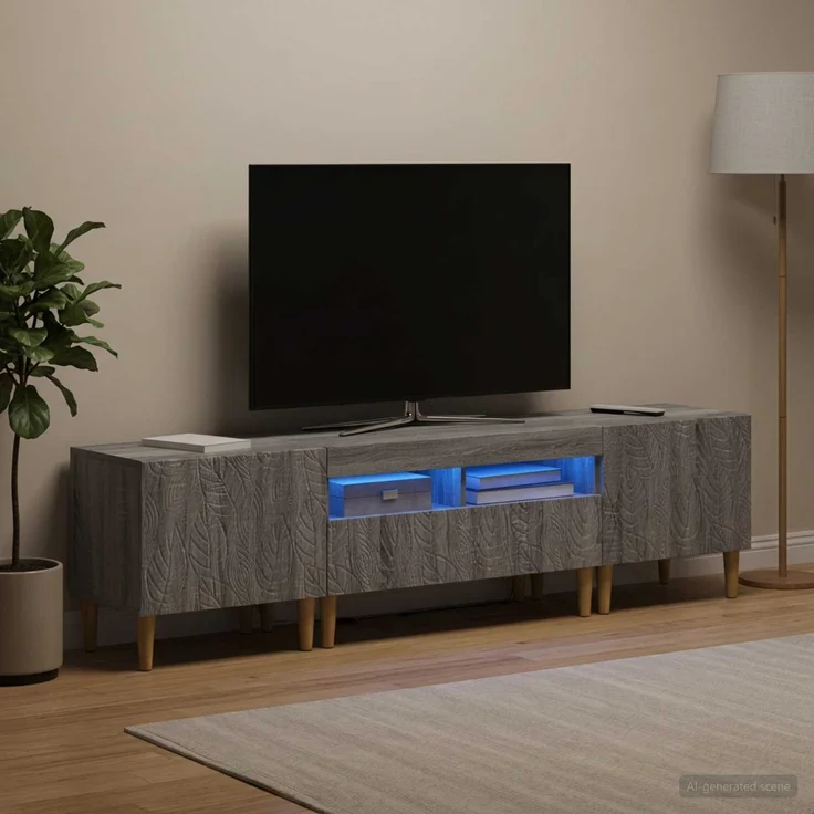 vidaXL 3-teiliges LED TV Regal DELFT Sonoma-Grau Holzwerkstoff 3416767 – Bild 3