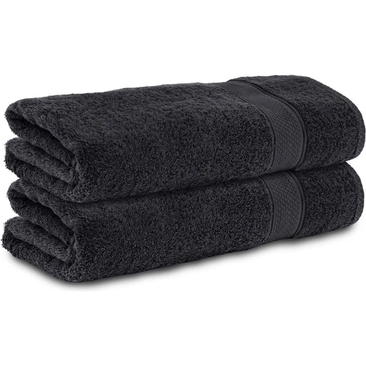 Komfortec 2er Duschtücher Set 70x140 cm aus 100% Baumwolle | Frottee, Weich und Saugstark, Badetücher für Bad und Dusche, Schwarz